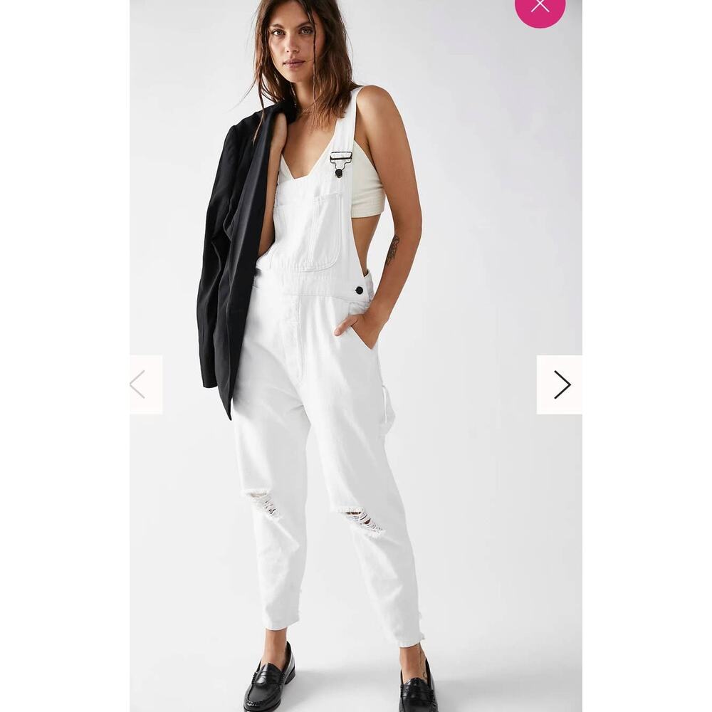 Sandrine Rose Distressed Overalls in Dust - XS